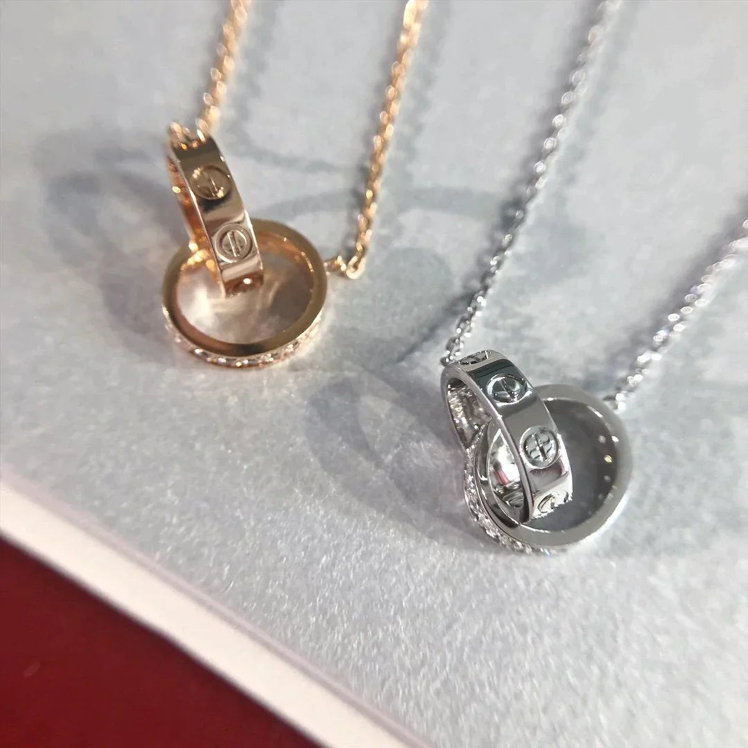 Love Necklace Rose Gold And Silver Diamond