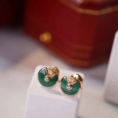 AMULETTE EARRINGS MALACHITE PINK GOLD