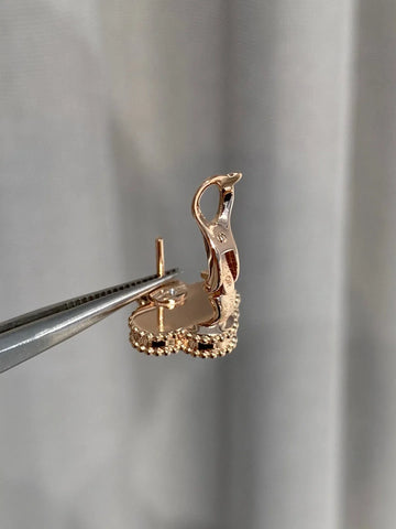 CLOVER MOP PINK GOLD DIAMOND EARRINGS