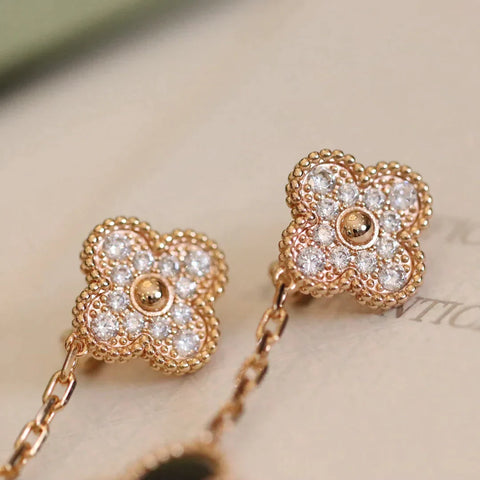 VINTAGE EARRINGS PINK GOLD DIAMOND