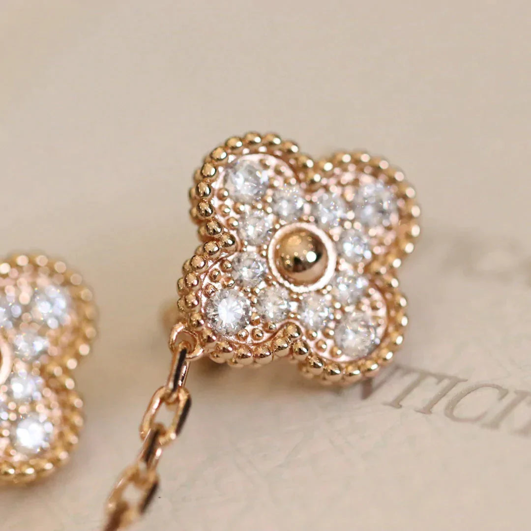 VINTAGE EARRINGS PINK GOLD DIAMOND