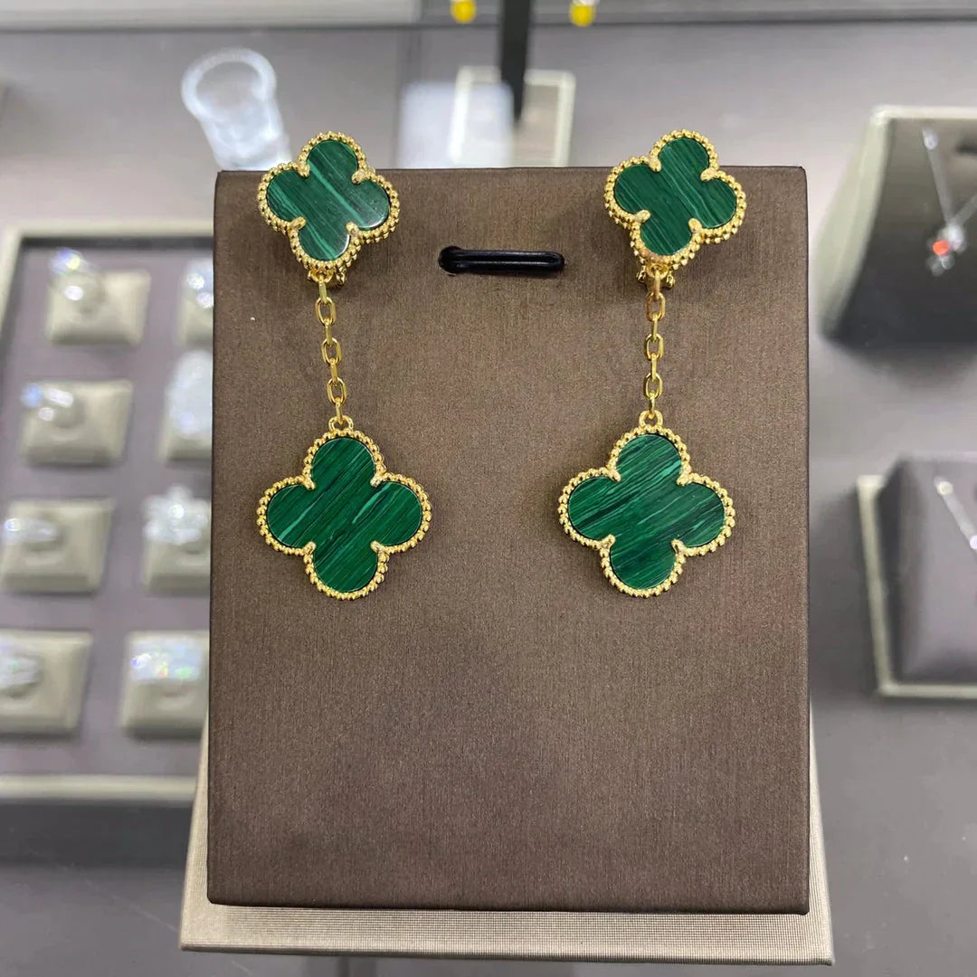 CLOVER 2 MOTIFS GOLD EARRINGS