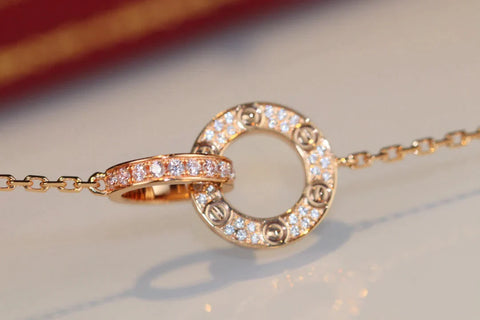 LOVE DOUBLE RING DIAMOND NECKLACE