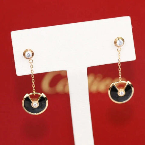 AMULETTE DROP EARRINGS ONYX PINK GOLD