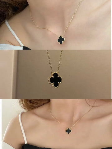 CLOVER PENDANT ONYX NECKLACE