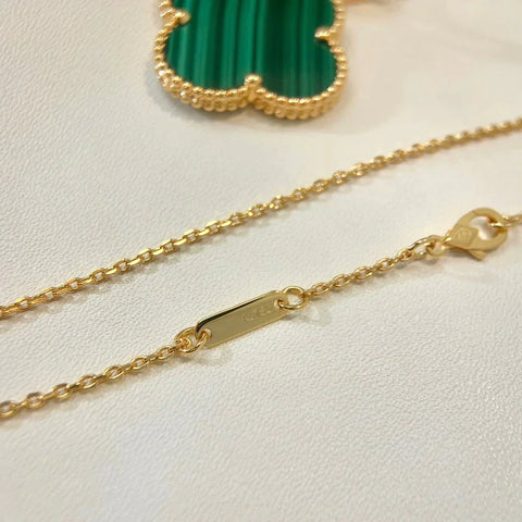 CLOVER MALACHITE GOLD NECKLACE