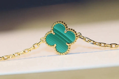 CLOVER 20 MOTIFS MALACHITE GOLD NECKLACE