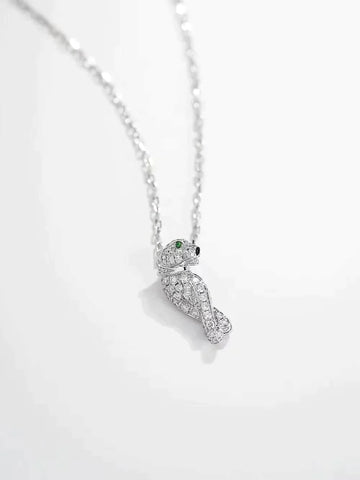 PANTHERE PENDANT SILVER DIAMOND NECKLACE