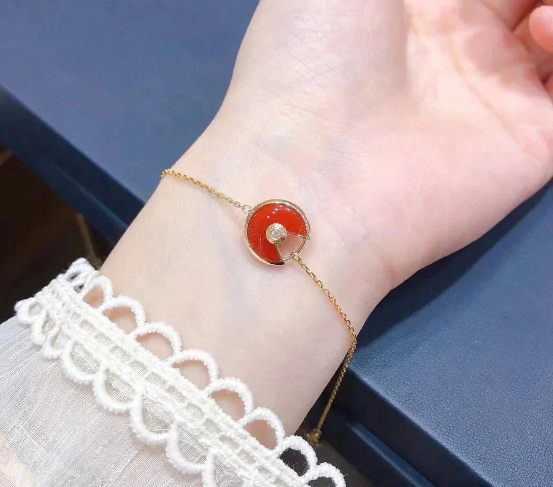 AMULETTE CARNELIAN PINK GOLD BRACELET