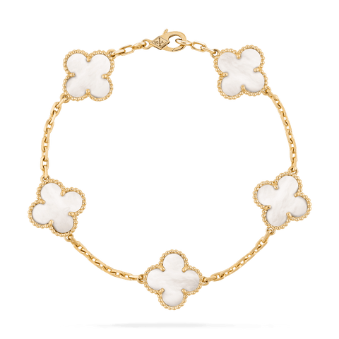 Clover Bracelet 5 Motifs White Mop