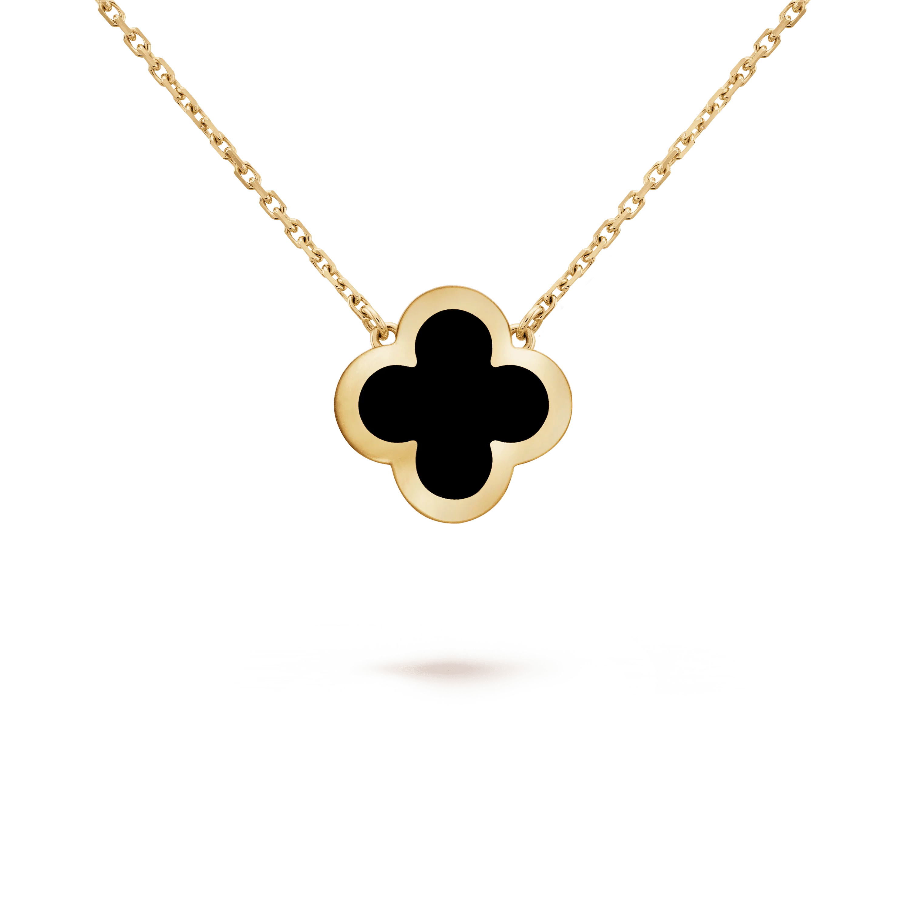 PURE CLOVER PINK GOLD ONYX NECKLACE