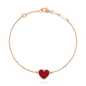 Heart Carnelian Pink Gold Bracelet