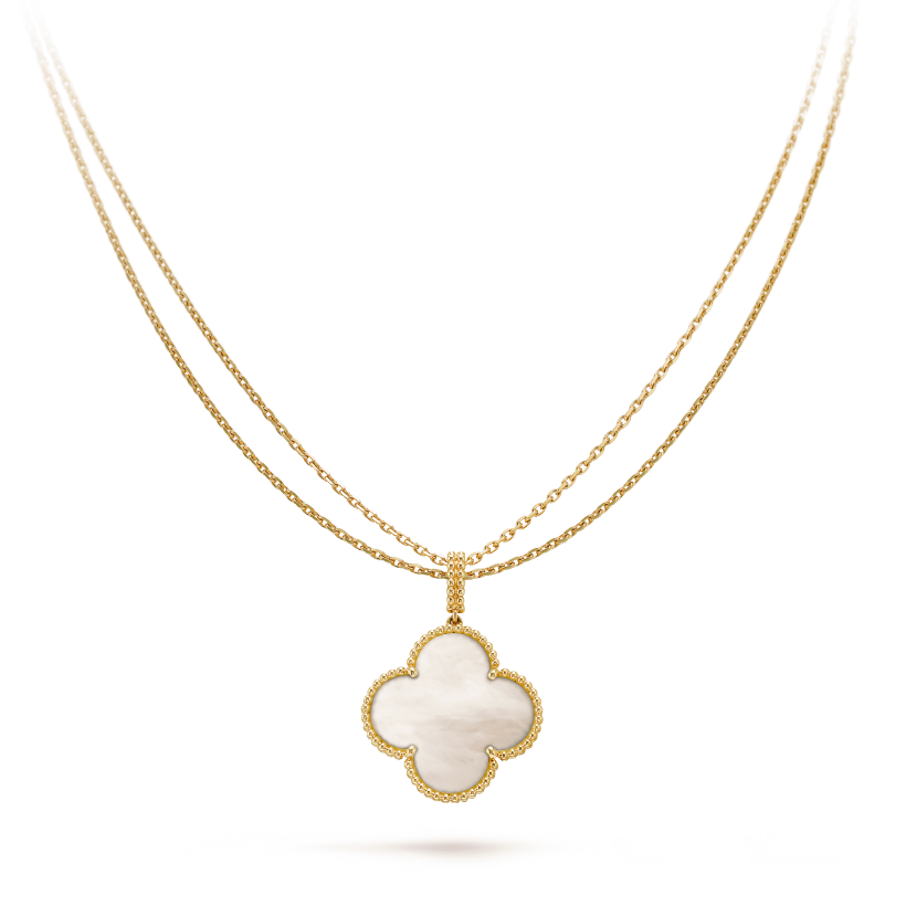 CLOVER PINK MOP GOLD NECKLACE