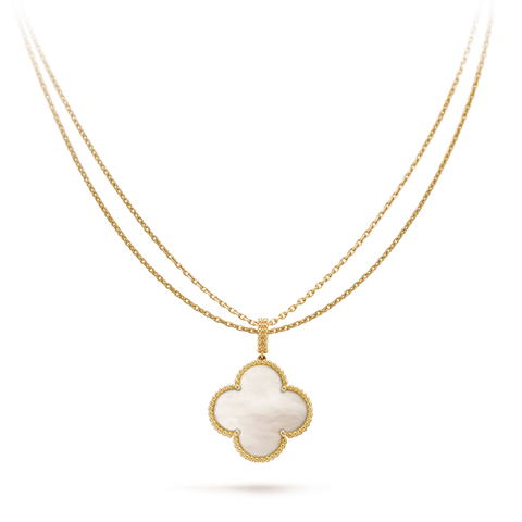 CLOVER PINK MOP GOLD NECKLACE