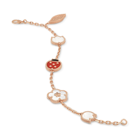 LUCKY SPRING PINK GOLD BRACELET 5 MOTIFS