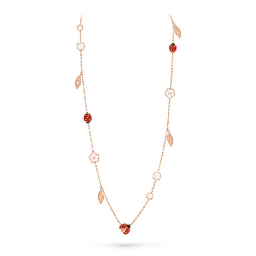 LUCKY SPRING 15 MOTIFS PINK GOLD NECKLACE