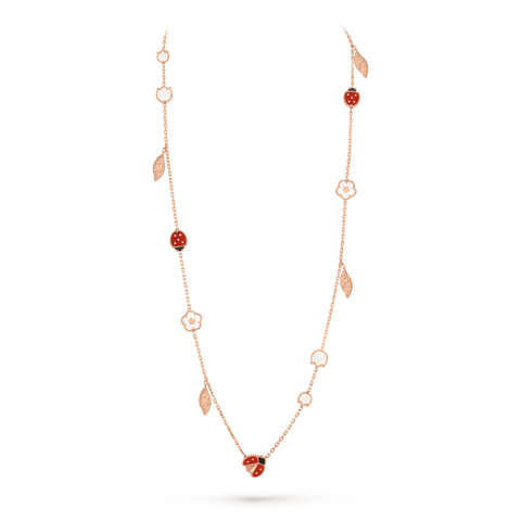 LUCKY SPRING 15 MOTIFS PINK GOLD NECKLACE