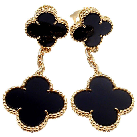 CLOVER 2 MOTIFS GOLD EARRINGS