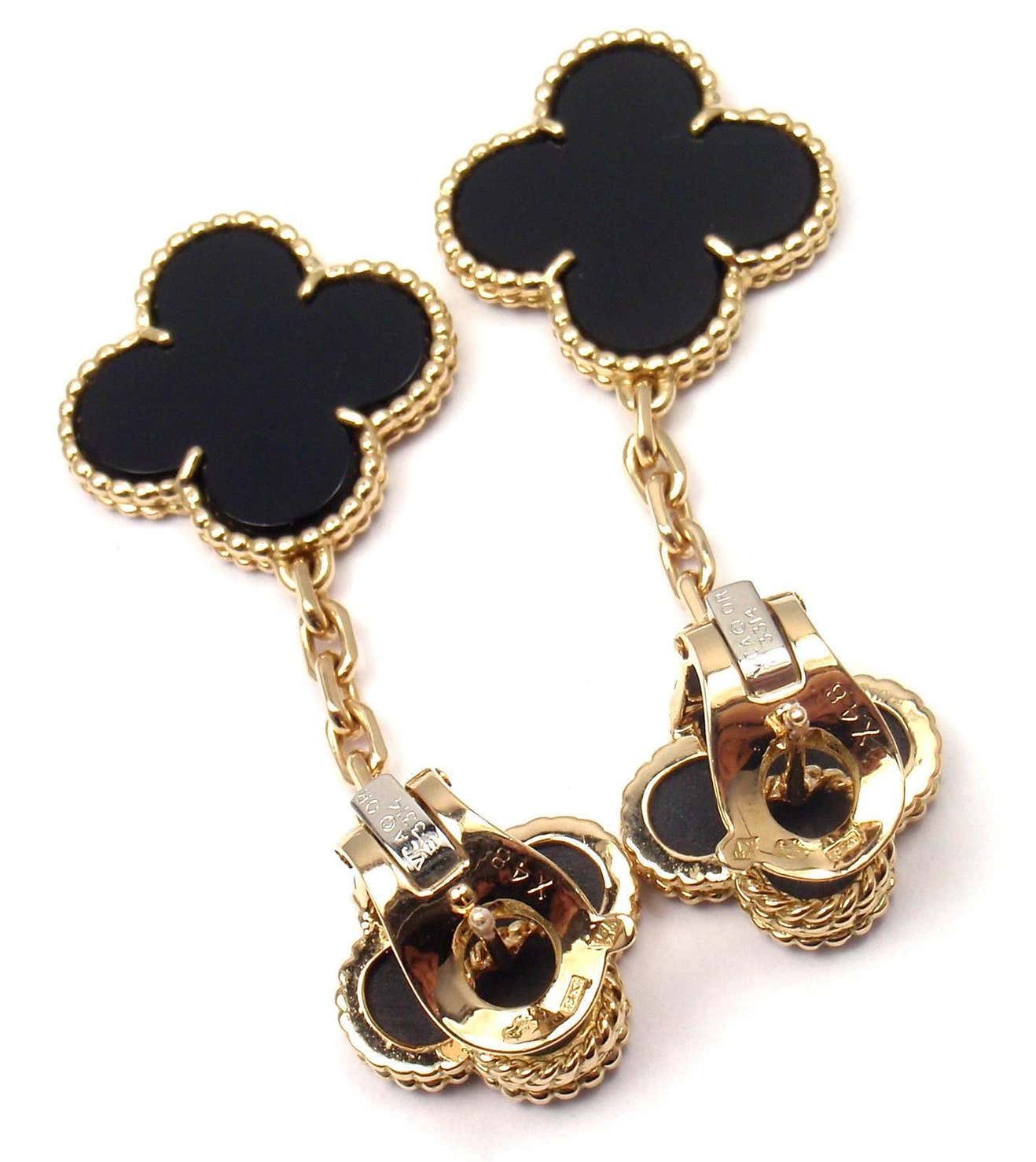 CLOVER 2 MOTIFS GOLD EARRINGS