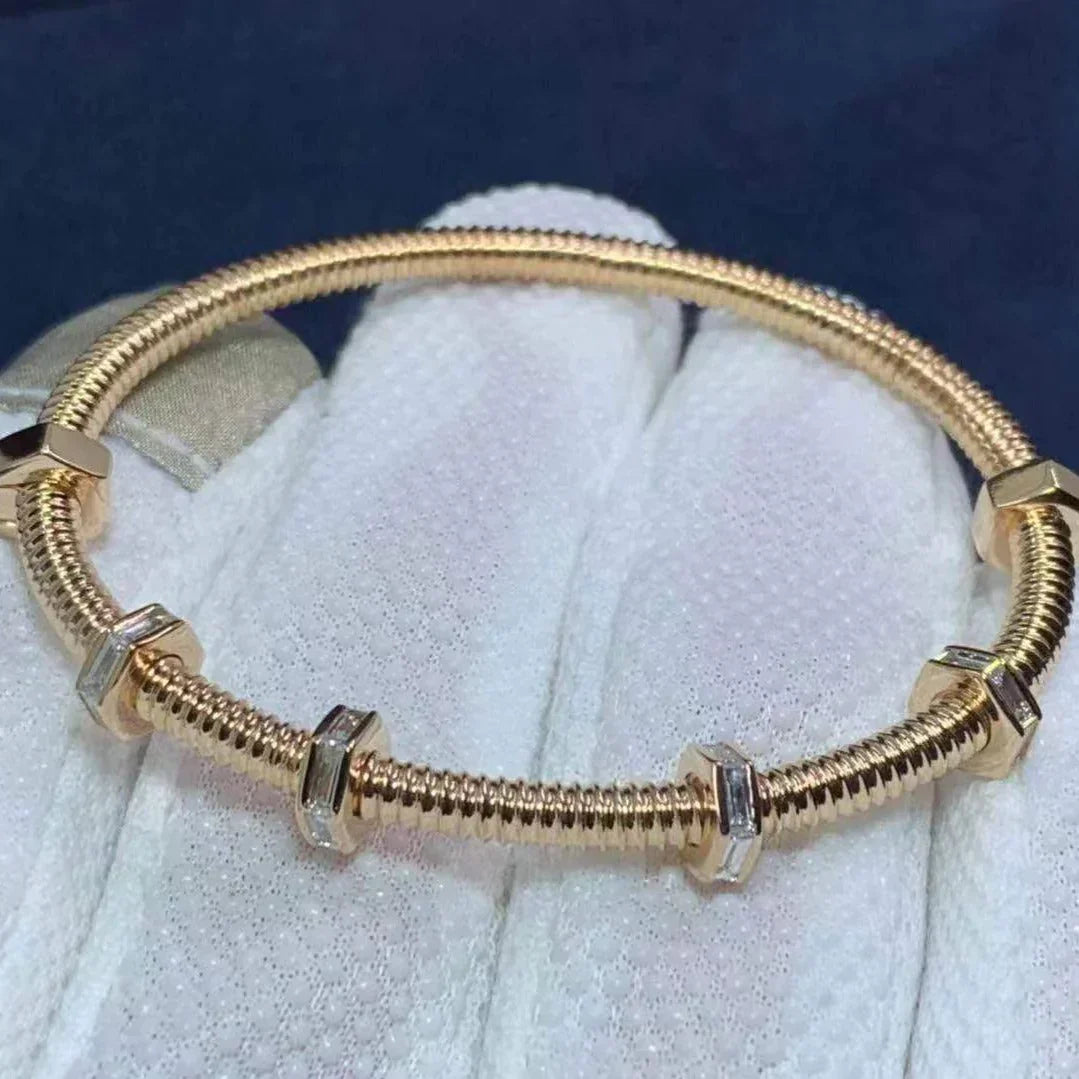 Nuts And Bolts Gold Diamond  Bracelet