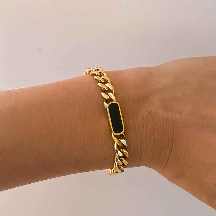 CHIARA CUBAN BRACELLET| BLACK ONYX