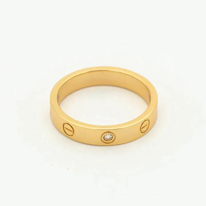 Love Ring 4mm 1 Diamond Pink Gold