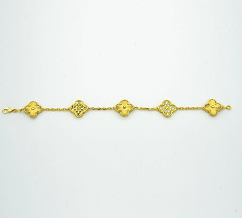 CLOVER BRACELET 5 MOTIFS GOLD DIAMOND