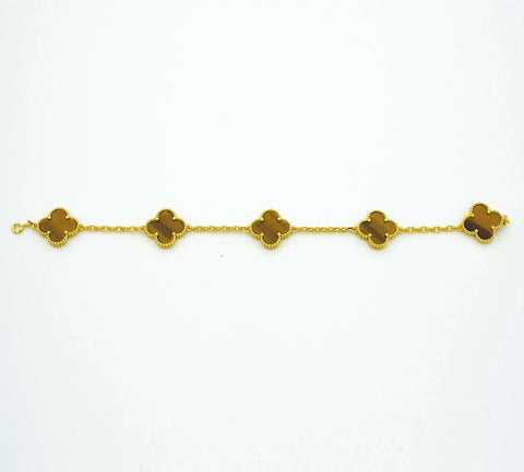 CLOVER BRACELET 5 MOTIFS TIGER EYE