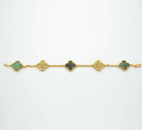 CLOVER BRACELET 5 MOTIFS MOP AND DIAMOND