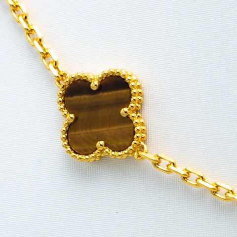 VINTAGE TIGER EYE NECKLACE 10 MOTIFS GOLD