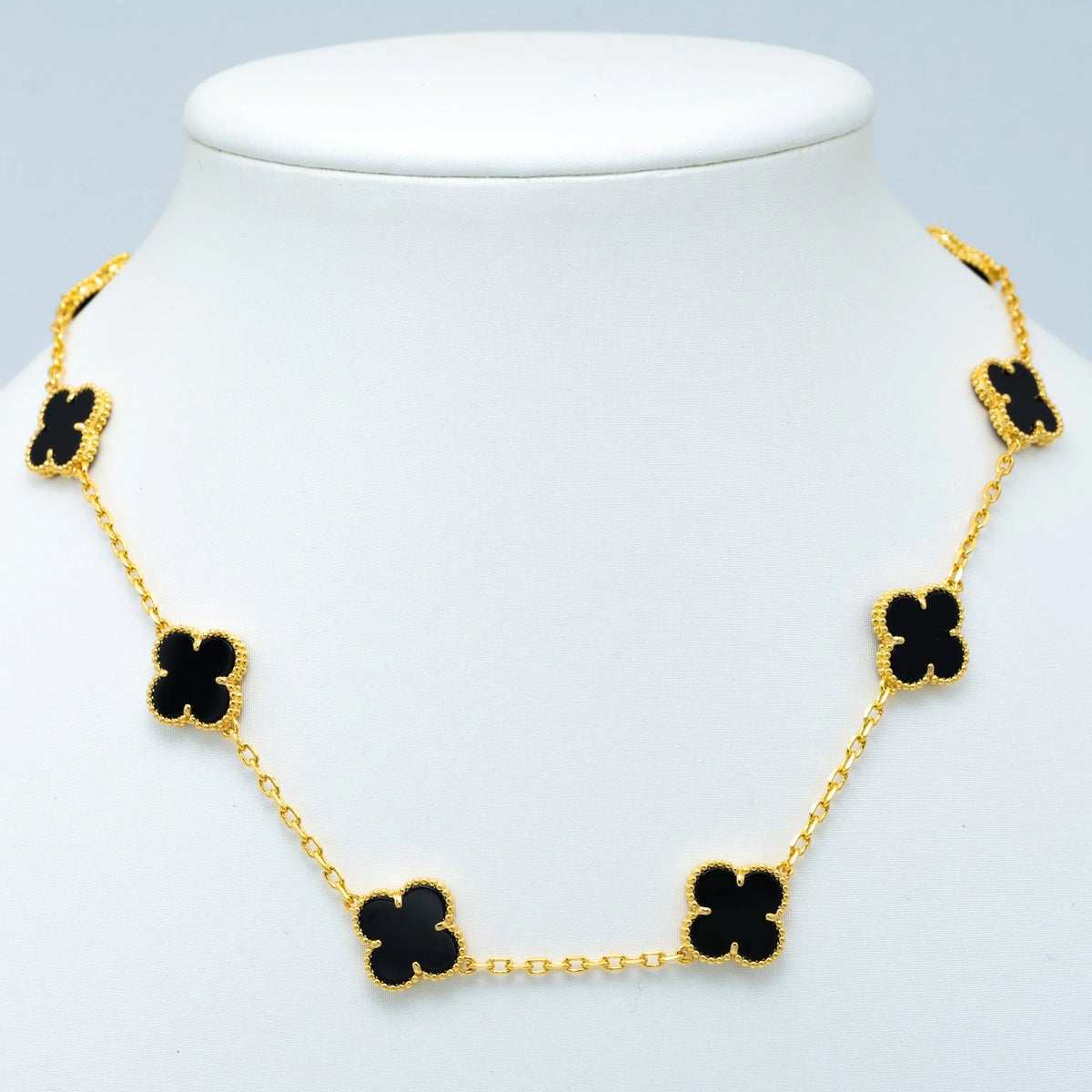 VINTAGE ONYX NECKLACE 10 MOTIFS GOLD