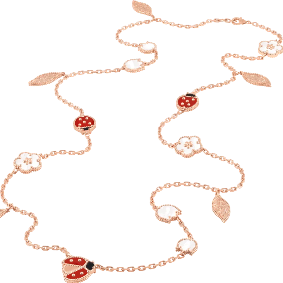 LUCKY SPRING 15 MOTIFS PINK GOLD NECKLACE