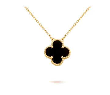 Clover Pendant Onyx Necklace