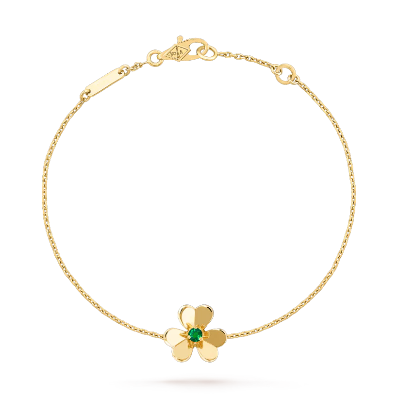 Frivole Gold Flower Pink Malachite Bracelet