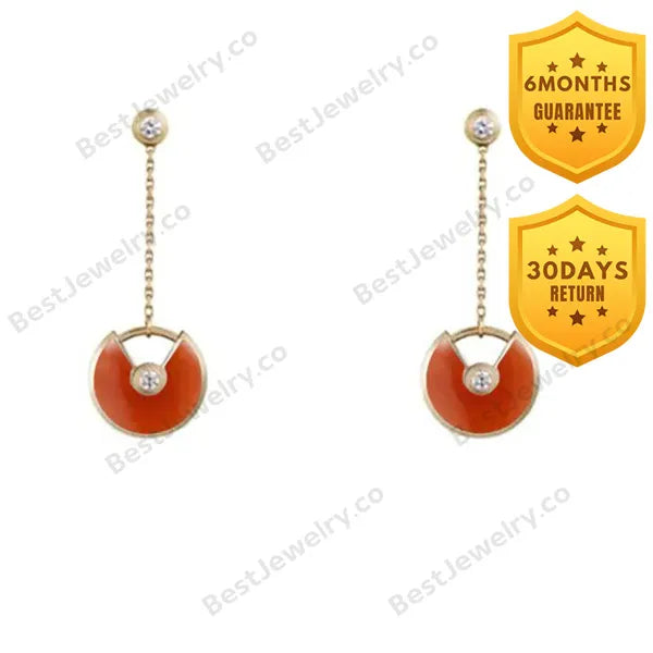 Amulette Drop Earrings Carnelian Pink Gold