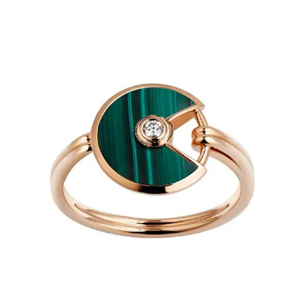 Amulette Malachite Dark Ring Gold Diamond