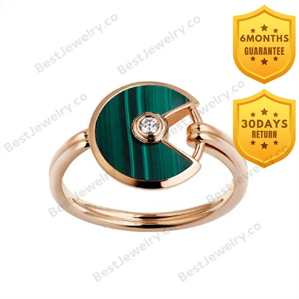 Amulette Malachite Dark Ring Gold Diamond