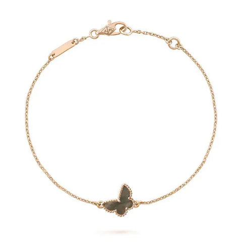 Butterfly Onyx Pink Gold Bracelet