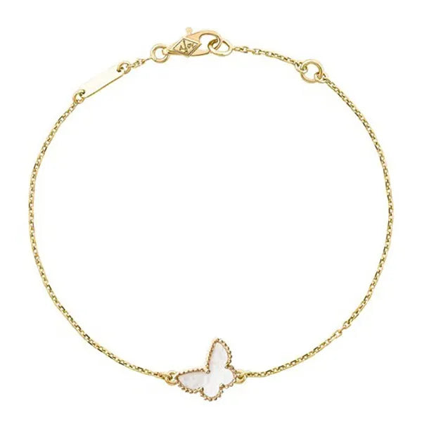 Butterfly White Mop Gold Bracelet