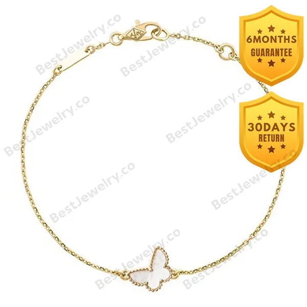 Butterfly White Mop Gold Bracelet