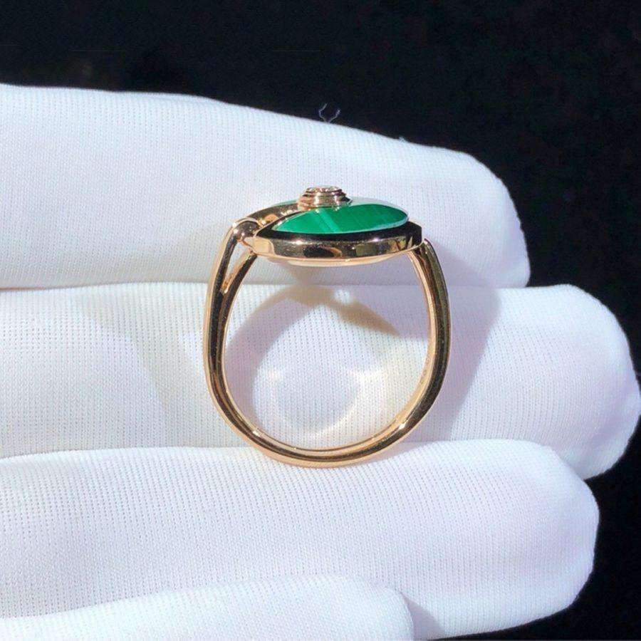 AMULETTE MALACHITE LIGHT RING PINK GOLD DIAMOND