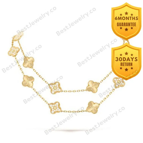 Clover 20 Motifs Diamond Gold Necklace