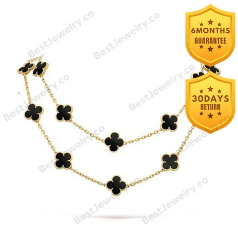 Clover 20 Motifs Onyx Gold Necklace