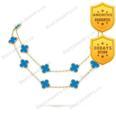 Clover 20 Motifs Turquoise Gold Necklace