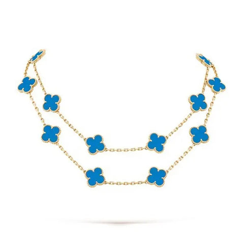 Clover 20 Motifs Turquoise Gold Necklace