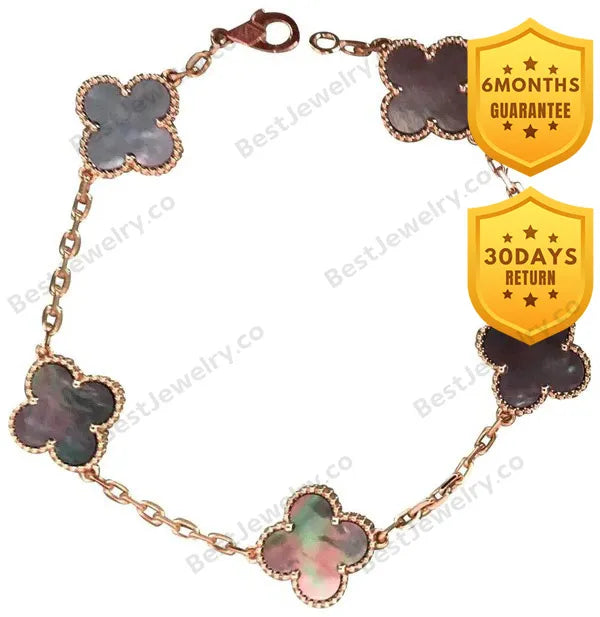 Clover Black Mop Pink Gold Bracelet 5 Motifs