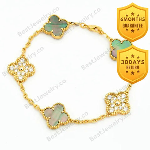 Clover Bracelet 5 Motifs Mop And Diamond