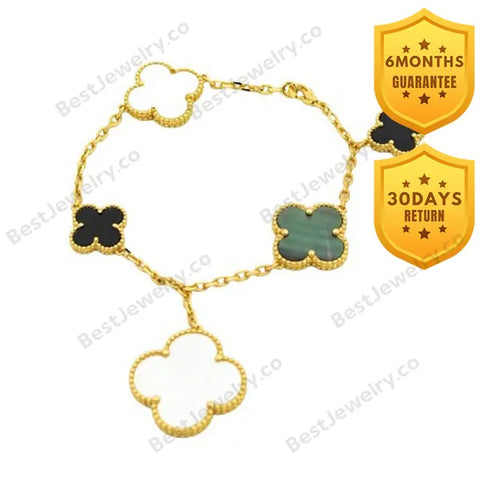 Clover Bracelet 5 Motifs Onyx Mop