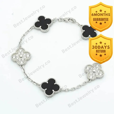 Clover Bracelet 5 Motifs Onyxs Diamond