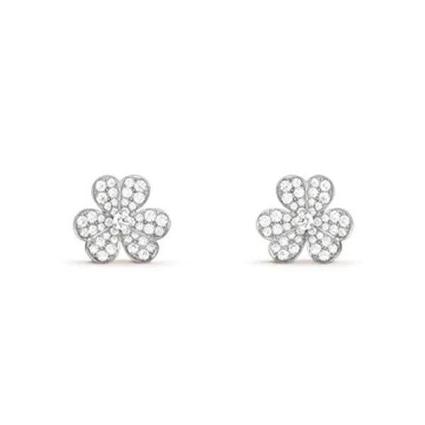 Clover Comos Silver Diamond Earrings